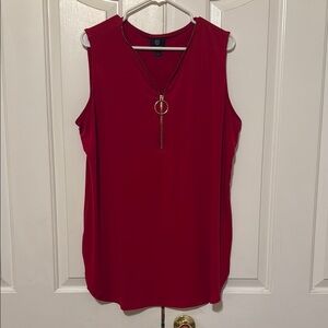 JM Collection Red Sleeveless Blouse